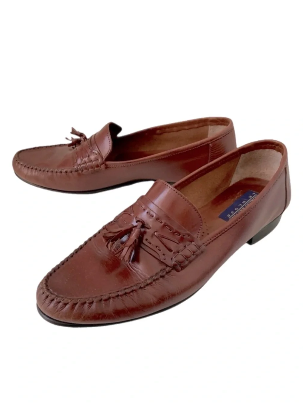 Giorgio Brutini Le Glove Gordy Tassel Leather Loafers Moc Toe Size 10.5D Brown